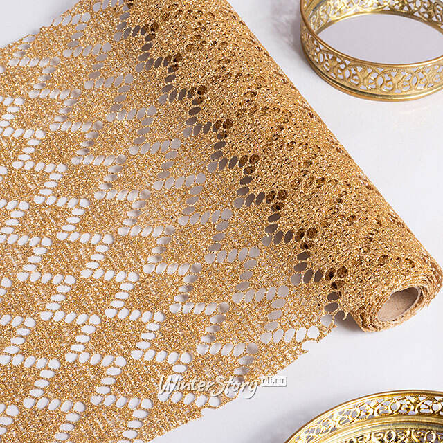 Ткань для декора Ажурная Сетка Steppe 28*150 см золотая Koopman
