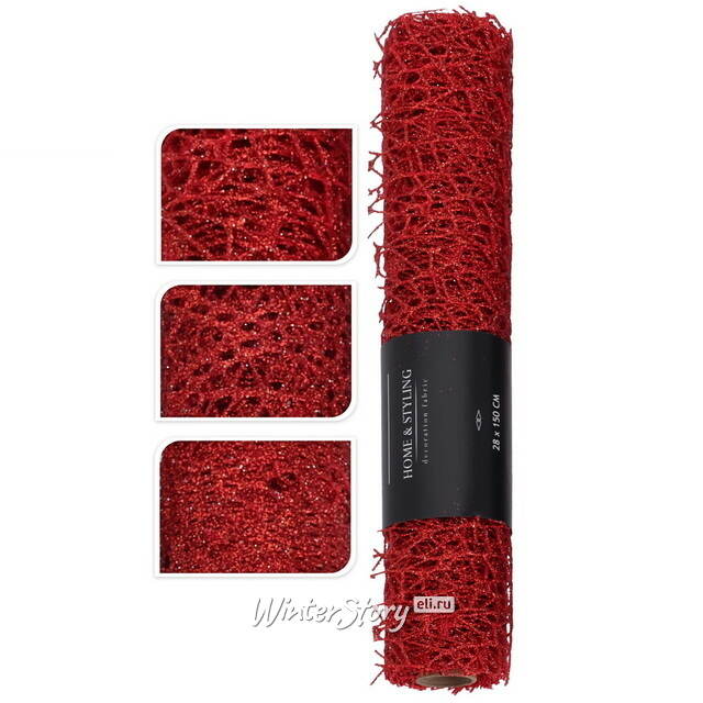 Ткань для декора Ажурная Сетка Savannah 28*150 см красная Koopman