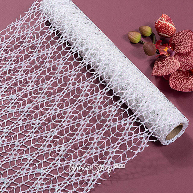 Ткань для декора Ажурная Сетка Savannah 28*150 см белая Koopman