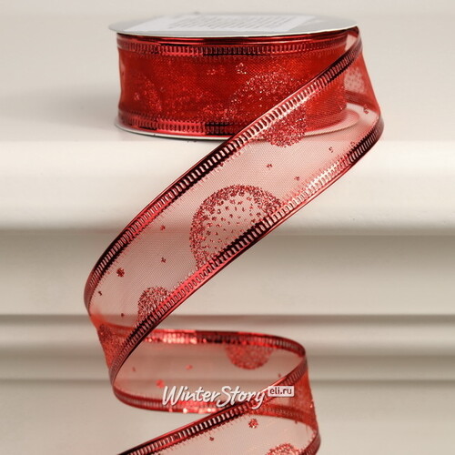 Декоративная лента Элеганца - Мыльные Пузыри 270*2.5 см красная Koopman