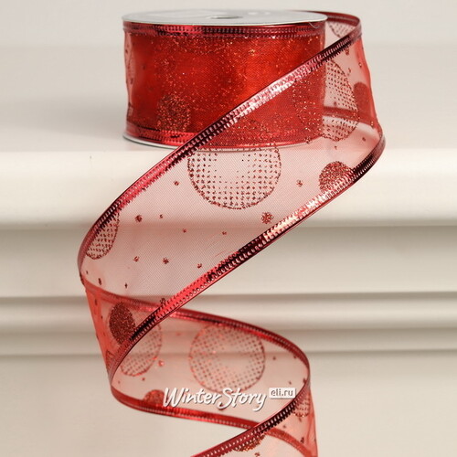 Декоративная лента Элеганца - Мыльные Пузыри 270*4 см красная Koopman