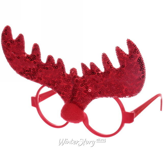 Новогодние очки Оленьи Рожки красные Serpantin