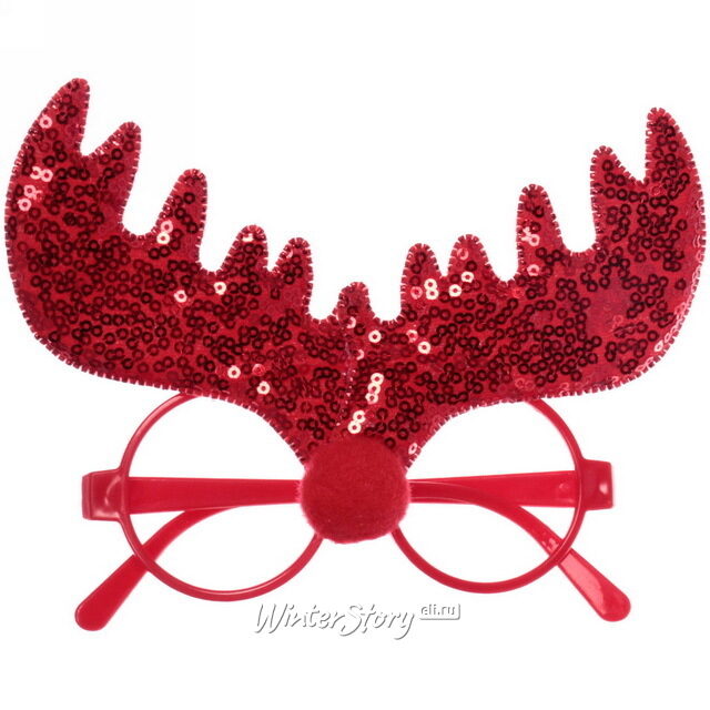 Новогодние очки Оленьи Рожки красные Serpantin