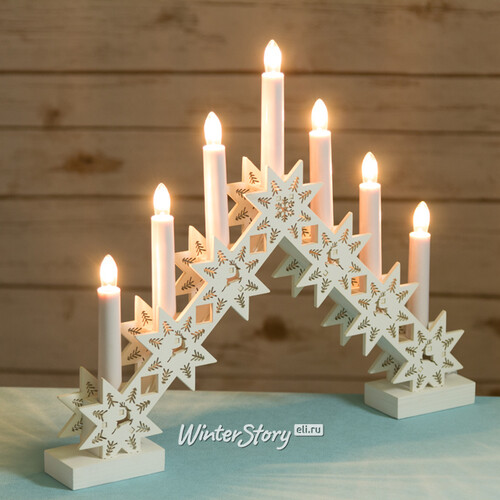 Рождественская горка Лапландия 40*34 см белый, 7 электрических свечей Star Trading (Svetlitsa)