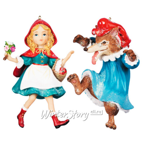 Набор елочных игрушек Красная Шапочка и Волк, 11 см, 2 шт, подвеска Holiday Classics