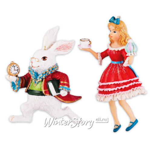 Набор елочных игрушек Алиса и Белый Кролик, 11 см, 2 шт, подвеска Holiday Classics