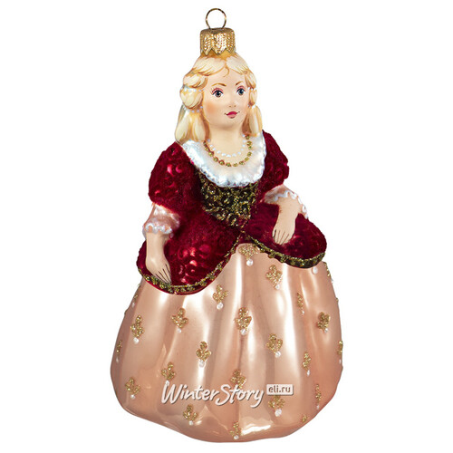 Стеклянная елочная игрушка Принцесса в бальном платье 12 см, подвеска Фабрика Ариель