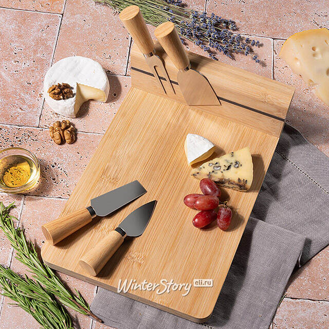 Набор для сыра Неаполитана: доска + 4 ножа, 30*20 см Koopman