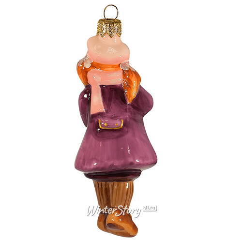 Стеклянная елочная игрушка Девочка в берете 13 см, подвеска Фабрика Ариель