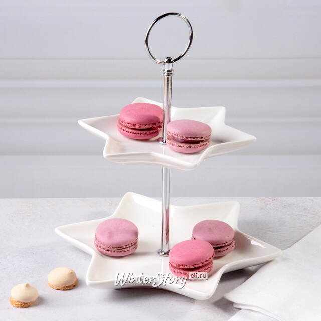 Этажерка для закусок Etoile двухъярусная 22*21 см, фарфор Koopman