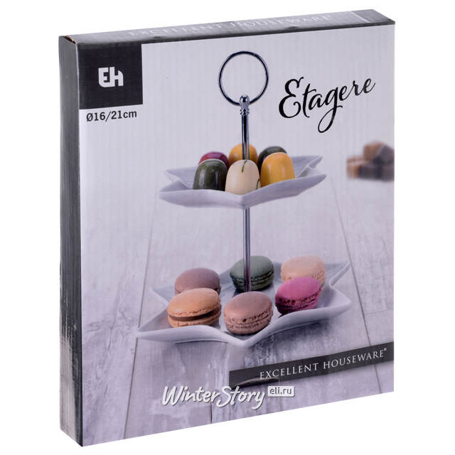 Этажерка для закусок Etoile двухъярусная 22*21 см, фарфор Koopman