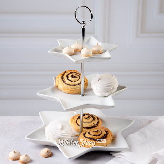 Этажерка для закусок Etoile трехъярусная 32*26 см, фарфор Koopman