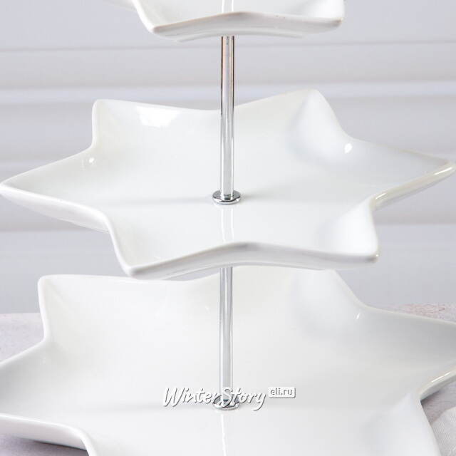 Этажерка для закусок Etoile трехъярусная 32*26 см, фарфор Koopman