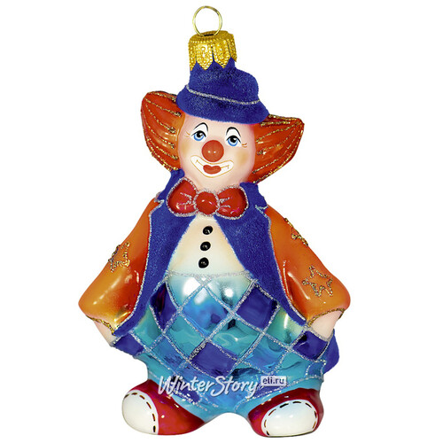 Стеклянная елочная игрушка Клоун Флокки 12 см, подвеска Фабрика Ариель