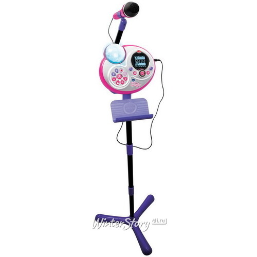 Микрофон на стойке Караоке Kidi Super Star с дискошаром, совместим с MP3 Vtech