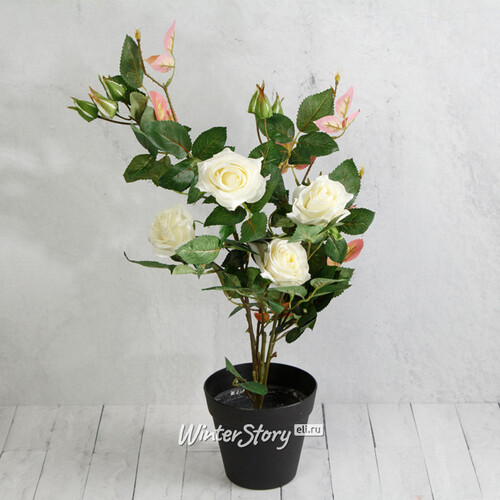 Искусственный цветок в горшке Белоснежная Роза La-Paloma 50 см Kaemingk