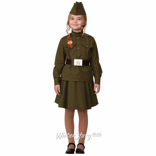 Детская военная форма Солдатка в пилотке, рост 140 см Батик