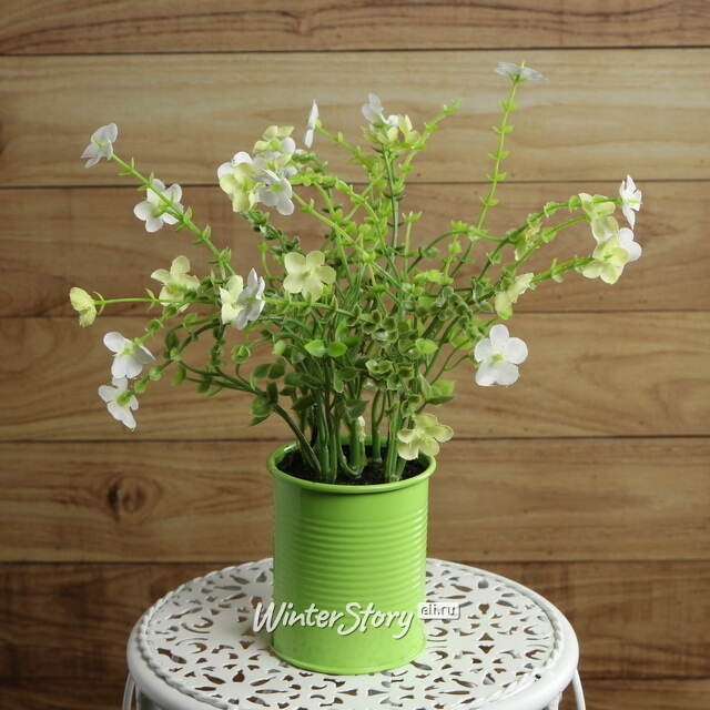 Искусственный цветок в кашпо Вербена 22 см, белый Kaemingk