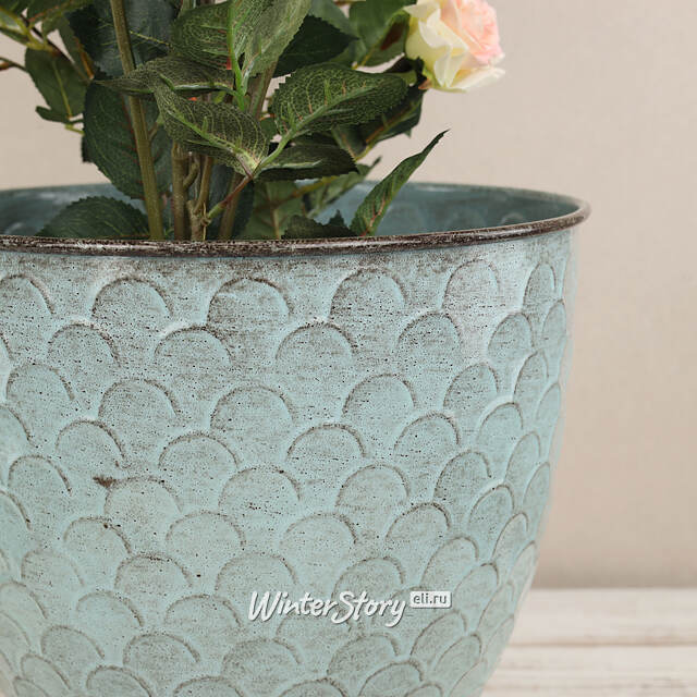 Декоративное кашпо Голубое Солнце 32*27 см, металл Kaemingk