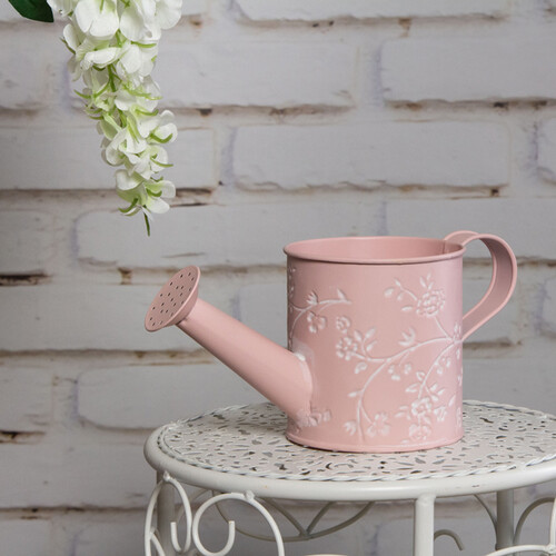 Декоративное кашпо-лейка Амальфи 22*10 см розовое, металл Kaemingk