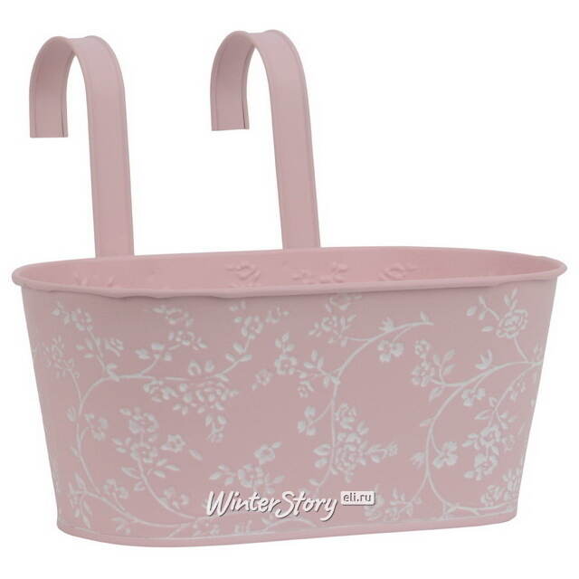 Подвесное кашпо для балкона Амальфи 28*14 см розовое, металл Kaemingk