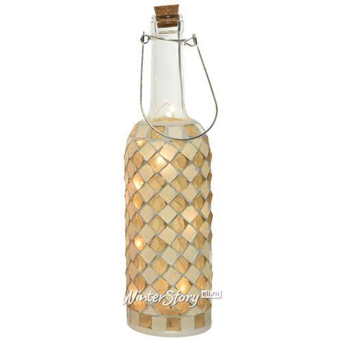 Светильник-бутылка Greek White 30 см на батарейках, стекло Kaemingk