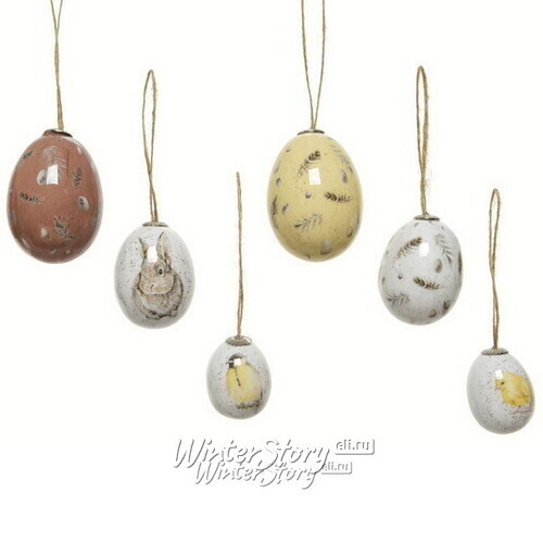 Пасхальные украшения Яйца Sweet Easter 3-6 см, 12 шт, подвеска Kaemingk
