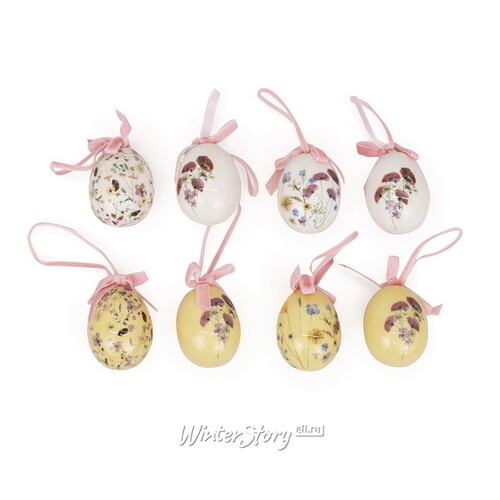 Пасхальные украшения Яйца Floral Easter 5 см, 8 шт, подвеска Kaemingk