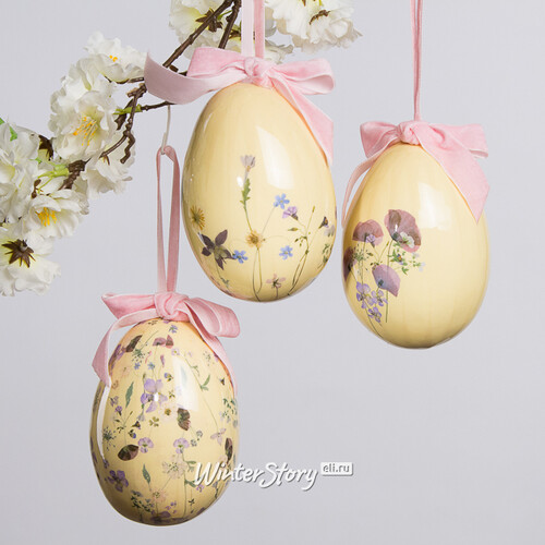 Пасхальные украшения Яйца Easter von Delicacy 12 см, 3 шт, желтые, подвеска Kaemingk