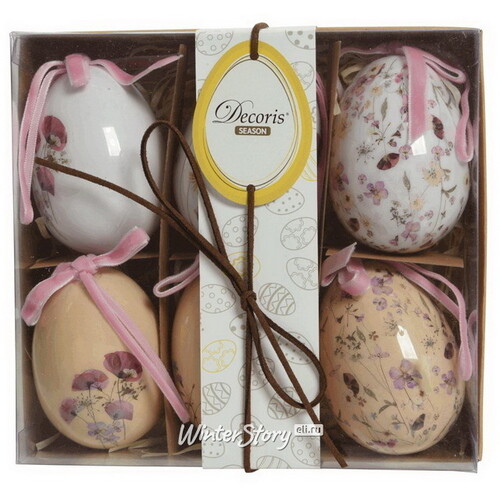 Пасхальные украшения Яйца Easter la Wendy 8 см, 6 шт, подвеска Kaemingk