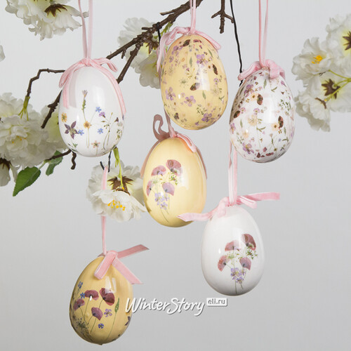 Пасхальные украшения Яйца Easter la Wendy 8 см, 6 шт, подвеска Kaemingk