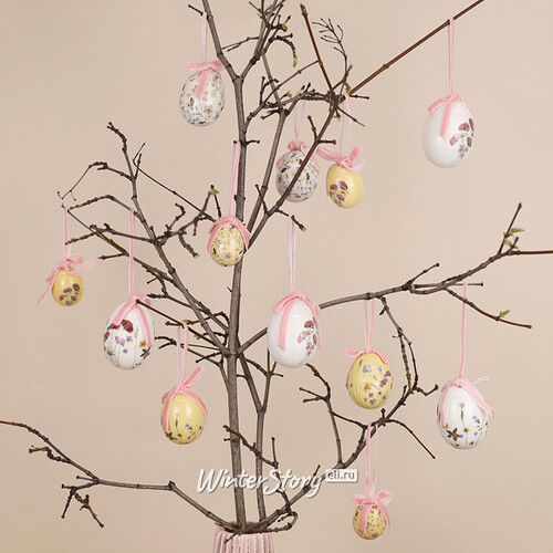 Пасхальные украшения Яйца Poppy Easter 3-5 см, 12 шт, подвеска Kaemingk