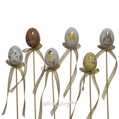 Пасхальные украшения Яйца на палочке Sweet Easter 6 см, 6 шт Kaemingk