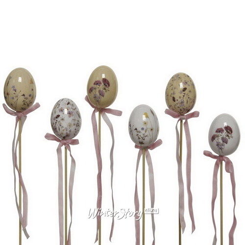 Пасхальные украшения Яйца на палочке Floral Easter 6 см, 6 шт Kaemingk