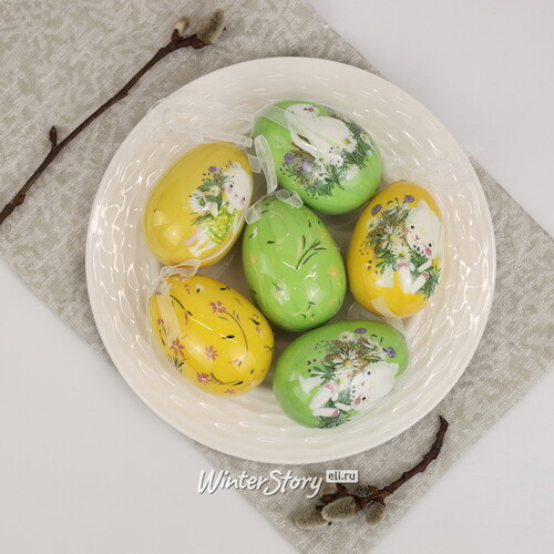 Пасхальные украшения Яйца Happy Sappy Easter 8 см, 6 шт, подвеска Kaemingk
