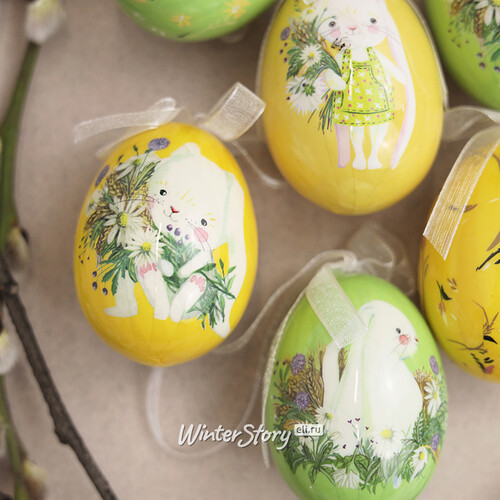 Пасхальные украшения Яйца Happy Sappy Easter 6 см, 6 шт, подвеска Kaemingk