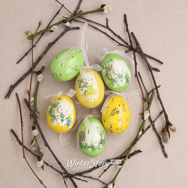 Пасхальные украшения Яйца Счастливая Пасха 6 см, 6 шт Kaemingk