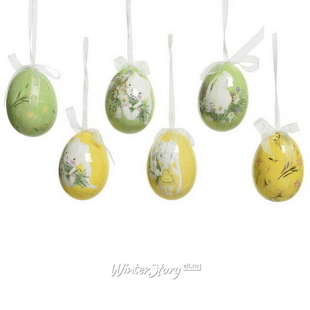 Пасхальные украшения Яйца Счастливая Пасха 6 см, 6 шт Kaemingk