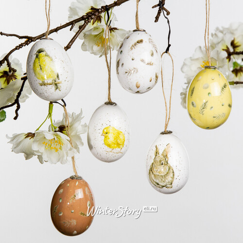 Пасхальные украшения Яйца Sweet Easter 6 см, 6 шт, подвеска Kaemingk