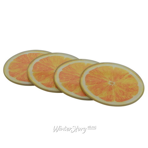 Набор подставок под кружки Orange 9 см, 4 шт, стекло Kaemingk