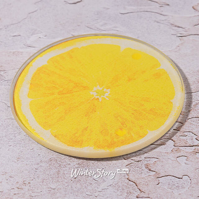 Набор подставок под кружки Lemon 9 см, 4 шт, стекло Kaemingk