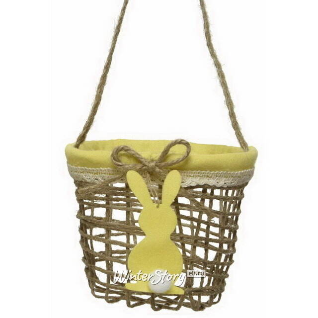 Декоративная корзинка Пасхальный Кролик 12 см желтая Kaemingk