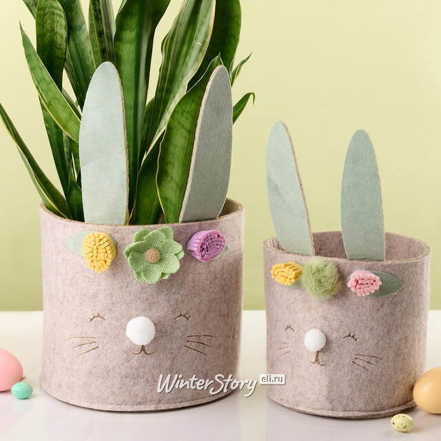 Набор декоративных кашпо из фетра Кролики 16-20 см, 2 шт Kaemingk