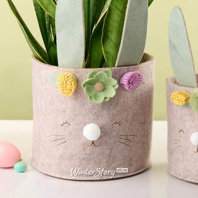 Набор декоративных кашпо из фетра Кролики 16-20 см, 2 шт Kaemingk
