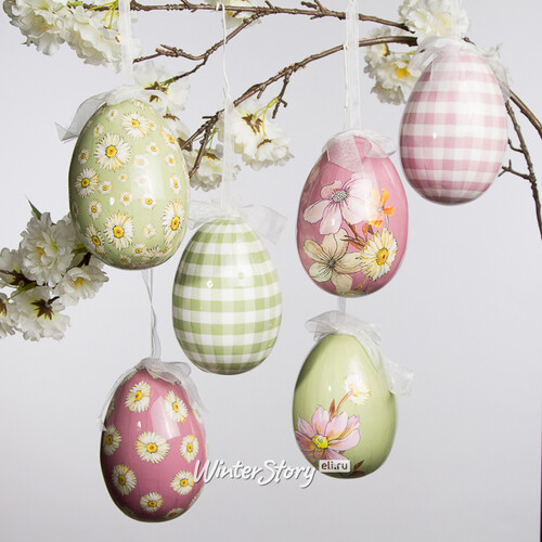 Пасхальные украшения Яйца Flower Easter 12 см, 6 шт, подвеска Kaemingk