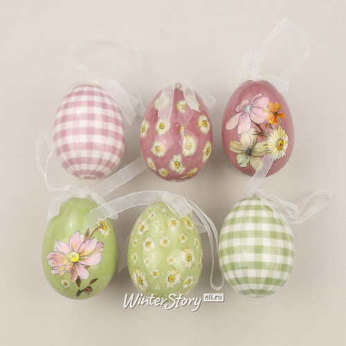 Пасхальные украшения Яйца Flower Easter 5 см, 8 шт, подвеска Kaemingk