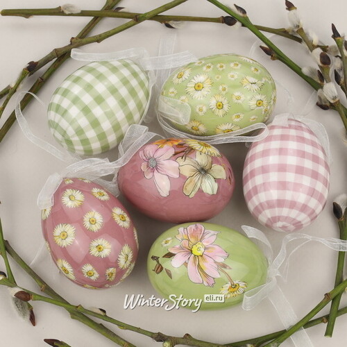 Пасхальные украшения Яйца Flower Easter 6 см, 6 шт, подвеска Kaemingk