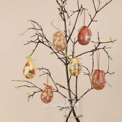 Пасхальные украшения Яйца Easter Etude 8 см, 6 шт, подвеска Kaemingk