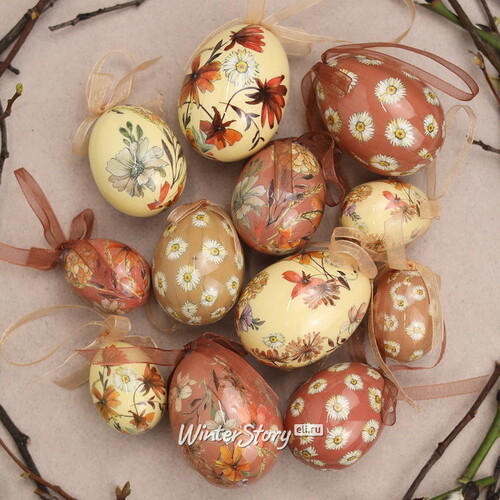 Пасхальные украшения Яйца Easter Etude 4-6 см, 12 шт, подвеска Kaemingk