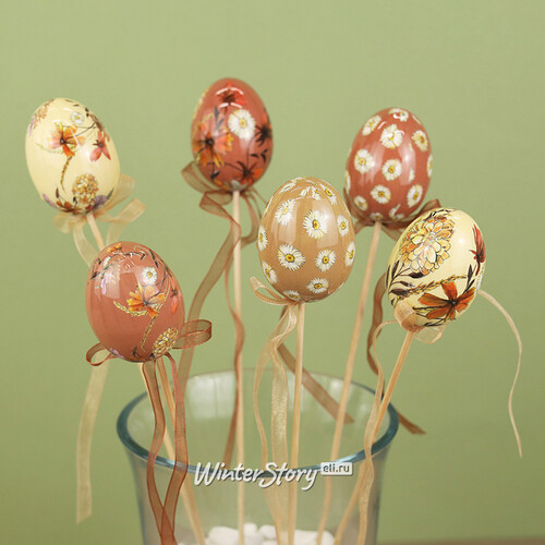 Пасхальные украшения Яйца на палочке Easter Etude 6 см, 6 шт Kaemingk